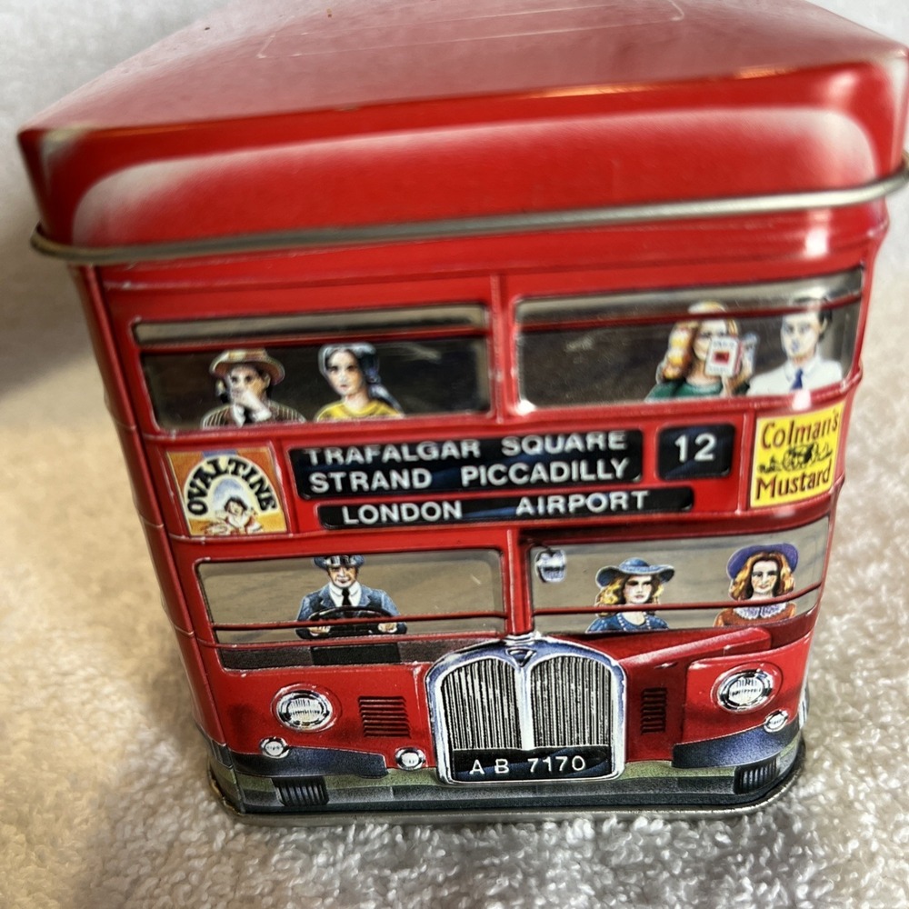Churchill's London Transport Double-Decker Red Bus Coin Bank Tin - Picture 9 of 9